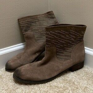 Carlos Santana Brown Suede Leather Studded Boots Size 9.5